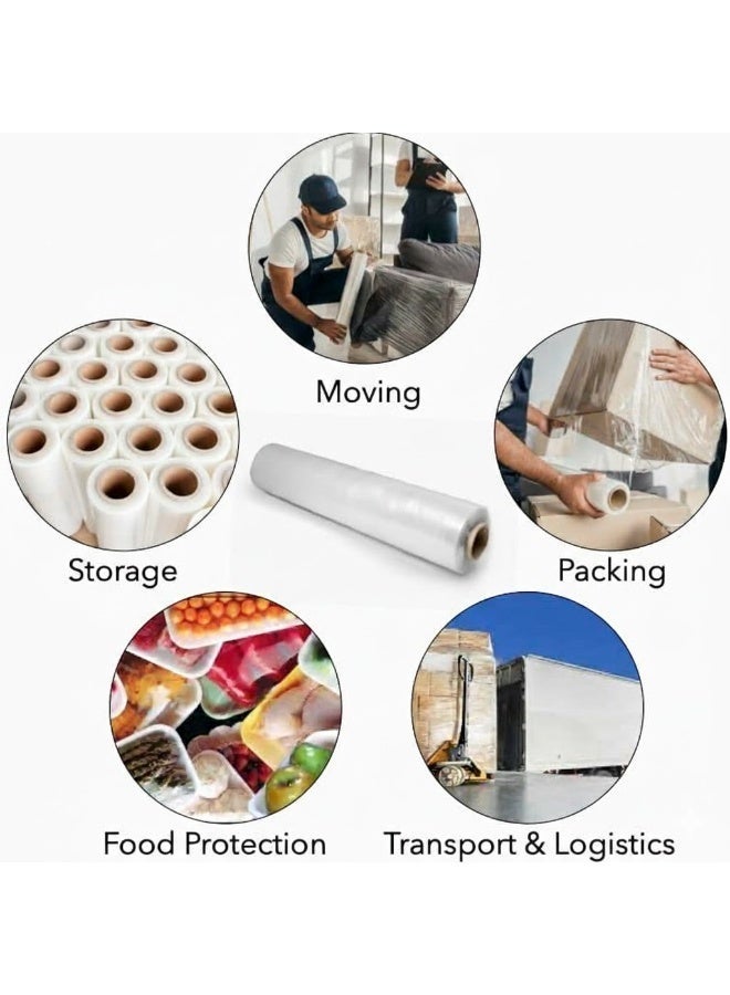 ورق تغليف للأثاث ورق قابل للتمدد بعرض 50 سم، 350 متر، 2.5 كيلوجرام، نقل مواد التعبئة والتغليف، ورق تغليف شفاف للتحرك، لفة ورق تغليف قابل للتمدد - Image 2